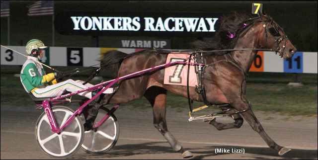 Dejambro winning at Yonkers Raceway Photo by Mike Lizzi